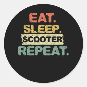 Sticker Rond Répéter la répétition du Scooter de sommeil de