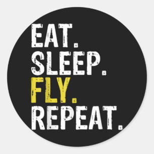 Sticker Rond Répéter le vol du sommeil du pilote de l'aviation