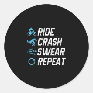 Sticker Rond répétition d'un accident de VTT drôle