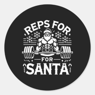 Sticker Rond Répétitions pour le Père Noël – Corps musclé de fi