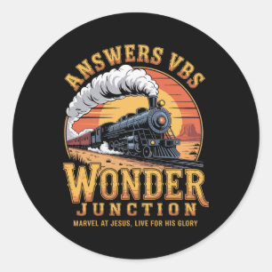 Sticker Rond Réponses Vbs 2025 Wonder Junction Train Chrétien G