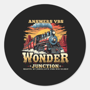 Sticker Rond Réponses Vbs Wonder Junction Thème du train chréti