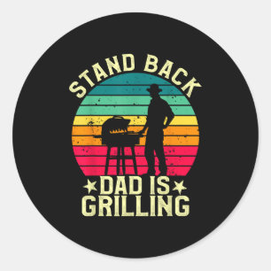 Sticker Rond Reposez Papa Grille Bbq T Viande Fumeur Grill