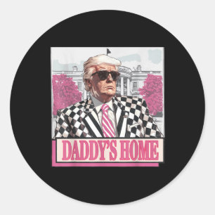 Sticker Rond Reprenez l'Amérique Daddys Accueil Drôle Rose Dona