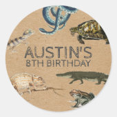 Sticker Rond Reptile Show Anniversaire Merci (Devant)
