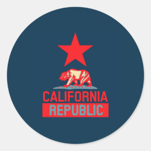 Sticker Rond République de Californie en rouge et bleu élégant