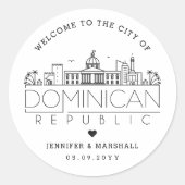 Sticker Rond République dominicaine Skyline | Message de bienve (Devant)