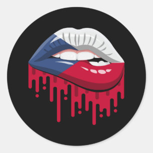 Sticker Rond république tchèque lèvres fierté racine drapeau