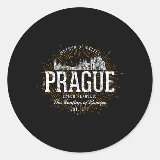 Sticker Rond République tchèque Prague (Devant)