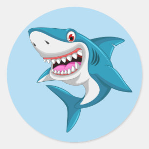 Sticker Rond Requin Animé