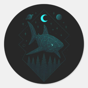 Sticker Rond Requin Astral - Prédateur de l'Océan Cosmique
