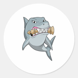 Sticker Rond Requin aux échecs avec pièce d'échecs King