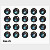 Sticker Rond Requin avec lunettes Eclipse Totalité 2024 Sol Drô (Feuille)