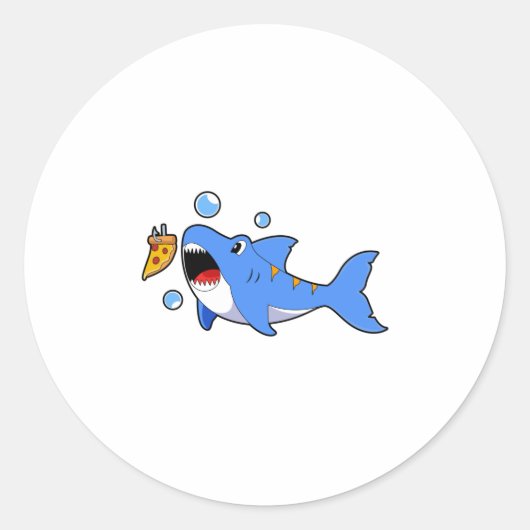 Sticker Rond Requin avec pizza comme appât (Devant)
