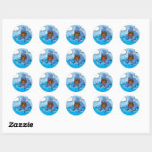 Sticker Rond Requin avec présent (Feuille)
