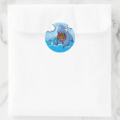 Sticker Rond Requin avec présent (Sac)