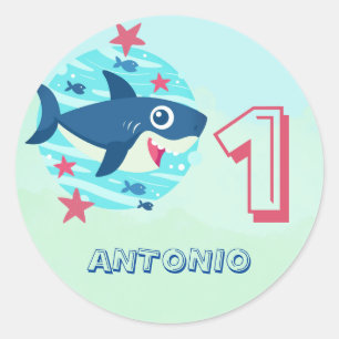 Sticker Rond Requin bébé enfants de tout âge anniversaire migno
