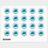 Sticker Rond Requin bleu et blanc Merci (Feuille)