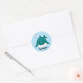 Sticker Rond Requin bleu et blanc Merci (Enveloppe)
