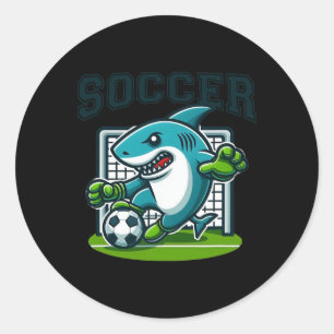 Sticker Rond Requin de football jouant au football