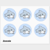 Sticker Rond Requin de Kawaii (Feuille)