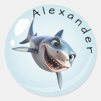 Sticker Rond Requin Denté Personnalisé