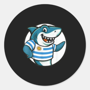 Sticker Rond Requin drapeau Uruguay Funny Uruguayen