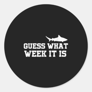 Sticker Rond Requin Drôle 2024 Semaine Devinez Quelle Semaine E