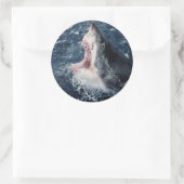 Sticker Rond Requin élevé bouche ouverte (Sac)