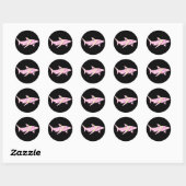 Sticker Rond Requin rose floral (Feuille)
