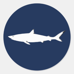Sticker Rond requin sauvage blanc