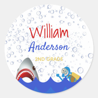 Sticker Rond Requin sous la plaque d'immatriculation du nom de