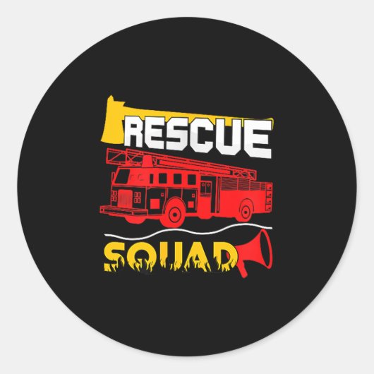 Sticker Rond Rescue Squad Lifesaver Fireman Gift Proud Firefigh (Devant)