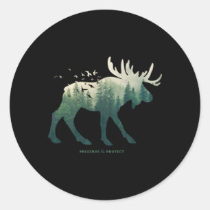 Sticker Rond Réserve Protéger l'orignal du parc national