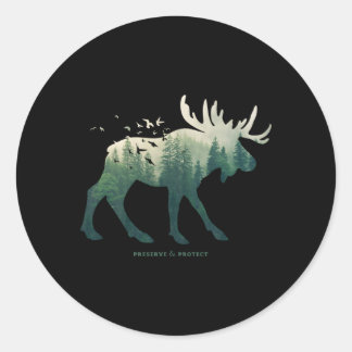 Sticker Rond Réserve Protéger l'orignal du parc national