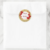Sticker Rond Réservez la Date, Cœurs Rouges de Mariage Personna (Sac)