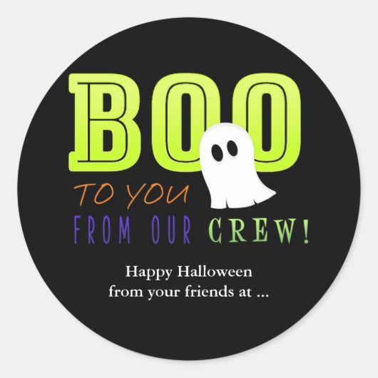 Sticker Rond RÉSERVEZ-VOUS À PARTIR DE NOTRE ÉQUIPAGE Halloween (Devant)