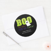 Sticker Rond RÉSERVEZ-VOUS À PARTIR DE NOTRE ÉQUIPAGE Halloween (Enveloppe)