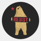 Sticker Rond Résistance à la chemise à ours de Californie (Devant)