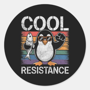 Sticker Rond Résistance Cool subtile Tarifs de pingouin protest