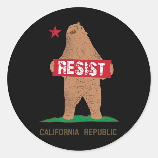 Sticker Rond Résistance de l'ours de Californie (Devant)