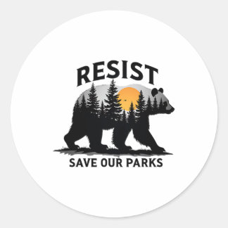 Sticker Rond Résiste à l'ours - Sauvez nos parcs Protection de 
