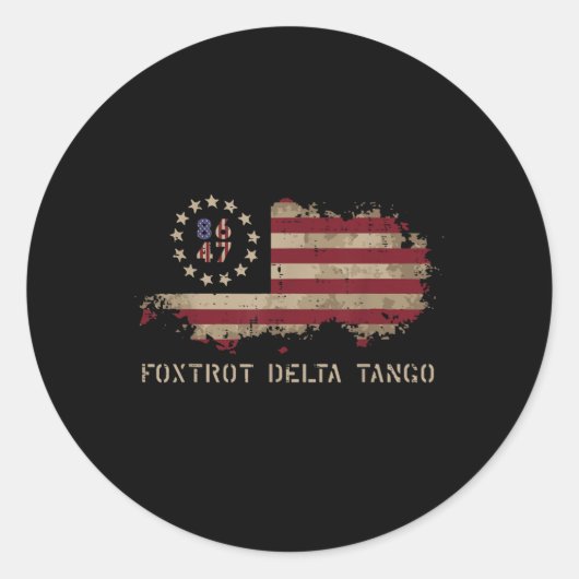 Sticker Rond Résister 8647 Foxtrot Delta Tango Usa Drapeau Mani (Devant)