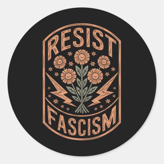 Sticker Rond Résister à la protestation contre le fascisme Trum (Devant)