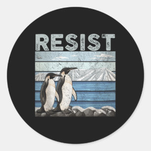 Sticker Rond Résister à l'activisme des pingouins