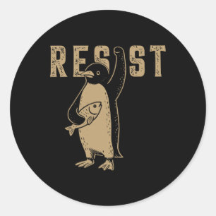 Sticker Rond Résister à l'activisme des pingouins Graphisme ant