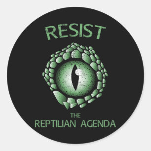 Sticker Rond Résister À L'Agenda Reptile Théorie Conspirationni