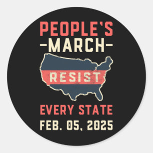 Sticker Rond Résister à travers l'Amérique, arrêtez Trump