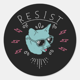 Sticker Rond Résister à Trump Cat Anti Trump Manifestation anti