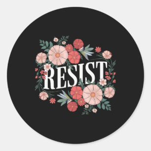 Sticker Rond Résister Fleurs Protestation Trump Anti Trump _1